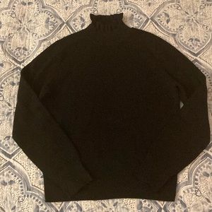 Black ruffled turtleneck JCrew Merino sweater